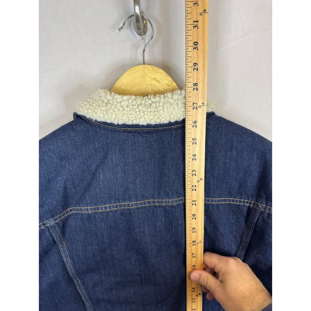 Levis Mens Type 3 Sherpa‎ Trucker Jacket Dark Wash Indigo Denim Large 16365-0075